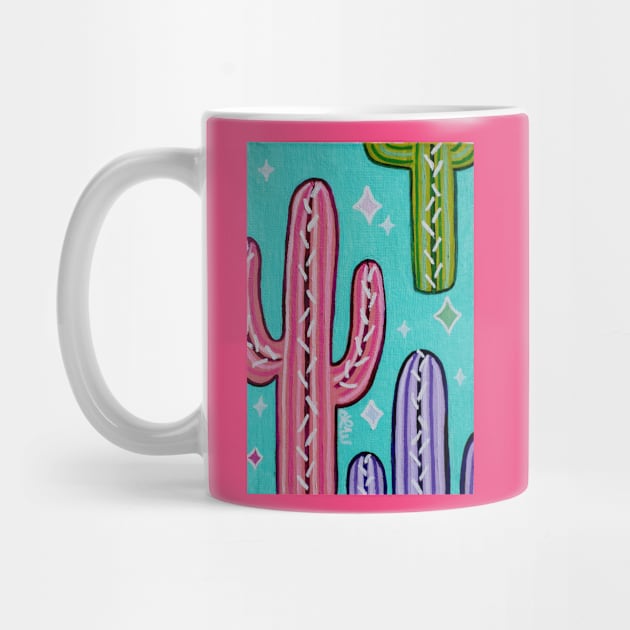 Colorful Cactus by oil and ink